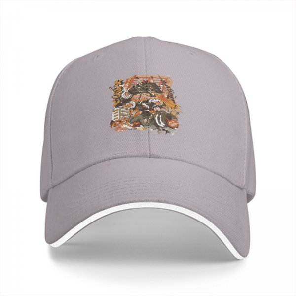 Black Baseball Cap with Anime Action Scene Graphic Print