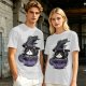 Olive t-shirt with witch cat in coffee cup 'Hocus Pocus I Need Coffee'