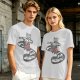 Olive graphic tee with raccoon driving car and 'Way to make bad decisions' text