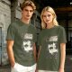 Olive T-Shirt With Cat Body Language Illustrations