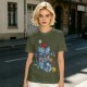 Olive T-Shirt With Fantasy Dice Castle Graphic Design