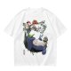 Olive green t-shirt with My Neighbor Totoro forest scene print