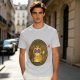 Olive T-Shirt With Flaming Royal Cat Portrait Print