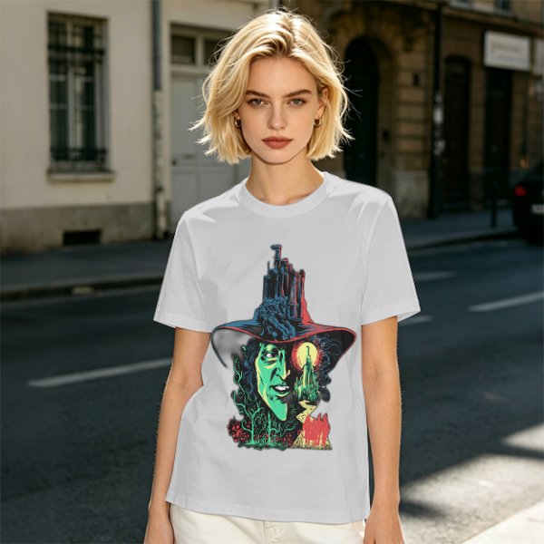 Olive T-Shirt with Wicked Witch of the West Emerald City Artwork