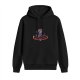 Black hoodie with a demonic cat on a pentagram surrounded by candles