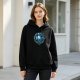 Black Hoodie With Blue Twisted Forest Circle Artwork Print