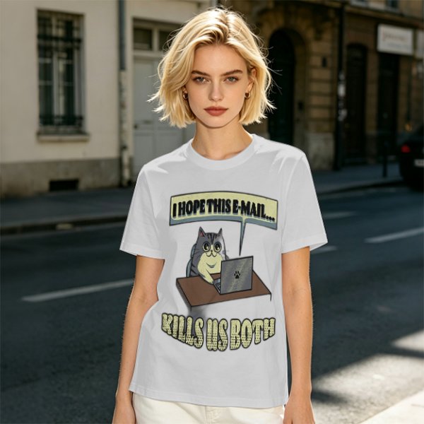 Cat Working On Laptop I Hope This Email Kills Us Both T-Shirt
