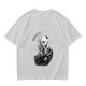 Olive T-shirt with Skeleton in Coffin Holding Coffee Print