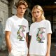 Olive T-shirt with Dancing Rainbow Unicorn Graphic Print