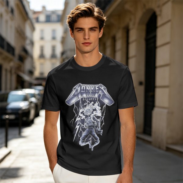 One Piece Monkey D. Luffy Gear 5 Metal Rock Style Graphic T-Shirt