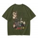 Olive Green T-Shirt With Superhero Animal Squad Graphic Print
