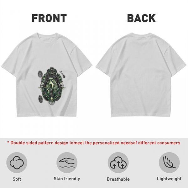 Olive Green T-Shirt with Octopus Skull Pirate Art Print
