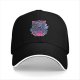 Black Baseball Cap With Neon Blue And Pink Dragon Graphic