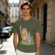 Olive T-Shirt With Whimsical Forest Creature Artwork Print