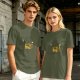 Olive T-Shirt With Whimsical Cat Fish Hybrid Graphic