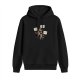 Black hoodie with sloths holding signs that say more sleep make naps not stress do not disturb