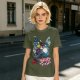 Olive Green T-Shirt With Japanese Nature Inspired Graphic Print