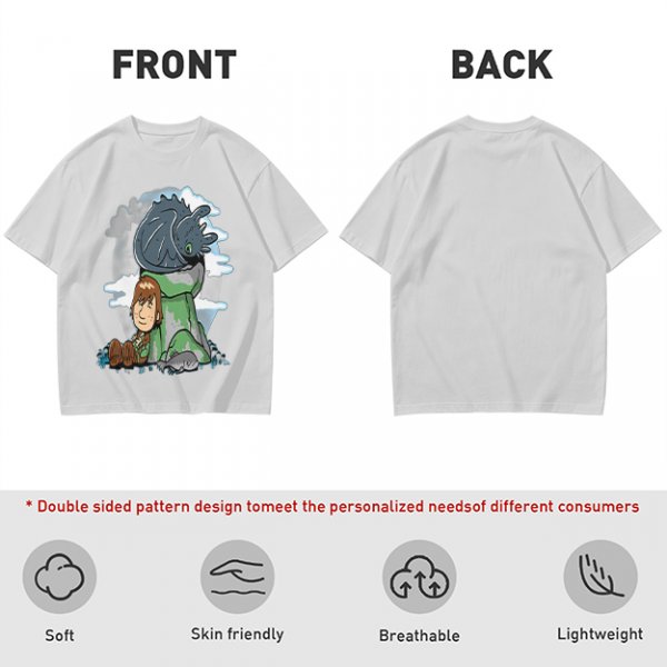 Olive T-Shirt Featuring Hiccup and Toothless from How to Train Your Dragon