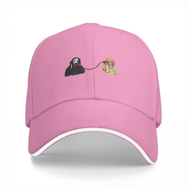 Black baseball cap with Scream ghost and victim phone call graphic