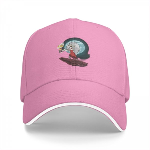 Black baseball cap with The Owl House Eda and King graphic print