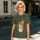 Olive T-Shirt With Surprised Burning Marshmallow Graphic
