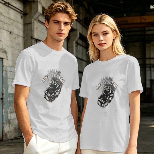 Oversized Olive T-Shirt With 'Call Me Antisocial' Bear Graphic