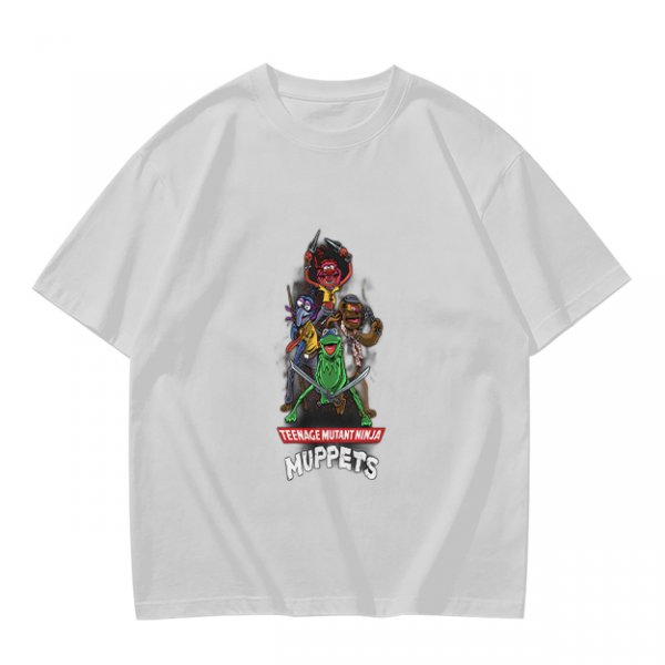 Olive T-Shirt with Teenage Mutant Ninja Muppets Graphic Print