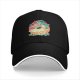 Black Baseball Cap With Whimsical Retro Animal Graphic Print