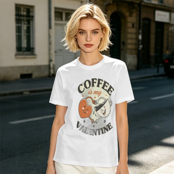 Coffee Is My Valentine Graphic T-Shirt For Coffee Lovers