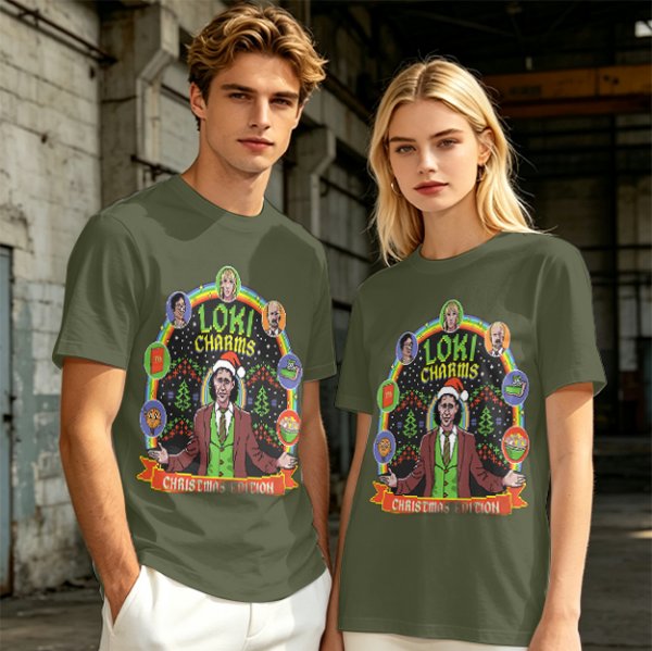 Loki Charms Christmas Edition Themed Graphic T-Shirt