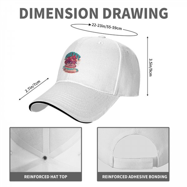 Black Baseball Cap With Cherry Surf Dessert Graphic Print
