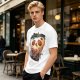 Olive Green T-Shirt With Creepy Melting Skull Apple Graphic