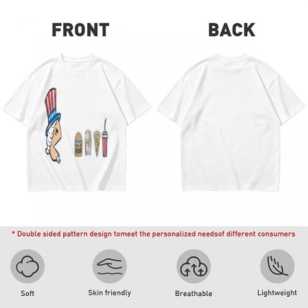 Olive T-Shirt With Uncle Sam Hat And Fast Food Graphic Print