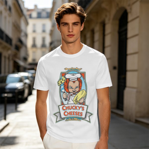 Chucky's Cheeses Horror Themed Graphic T-Shirt