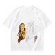Olive T-Shirt With Cartoon Running Hamburger Character Print