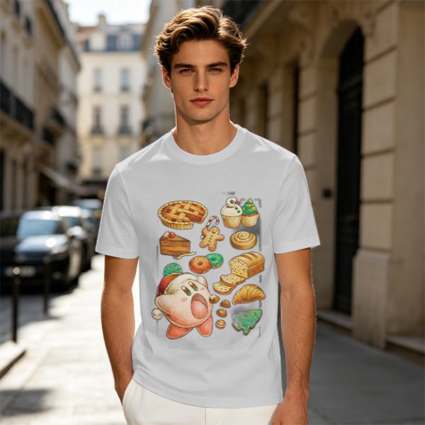 Kirby Christmas Pastry Graphic Tee For Holiday Food Lovers