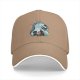 Black baseball cap with dragon and anime character graphic print