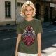 Orc-like magical creature graphic olive green t-shirt