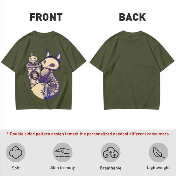 Halloween Skeleton Fox Holding Ghoul Brew Cup T-Shirt