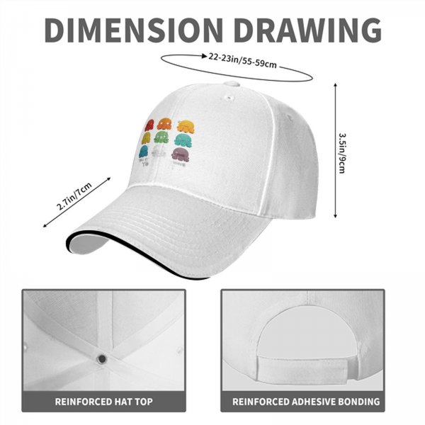 Black baseball cap with colorful emotional octopus graphic print