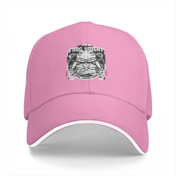 Black Baseball Cap With Frog Knight Graphic Print
