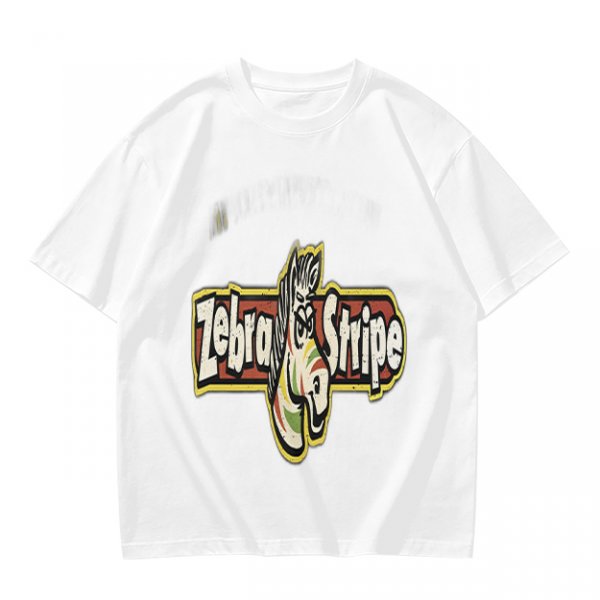 Olive green graphic t-shirt with zebra stripe design