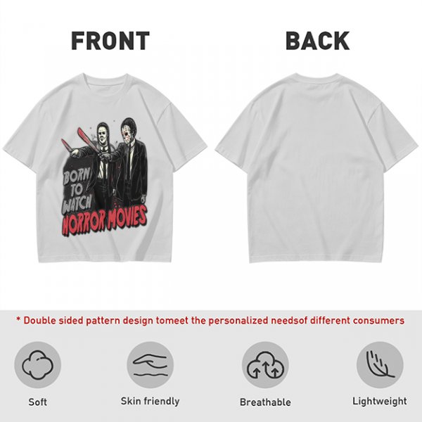 Born To Watch Horror Movies Halloween Themed Graphic T-Shirt