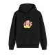 Black hoodie featuring Kirby eating ramen on a yellow star