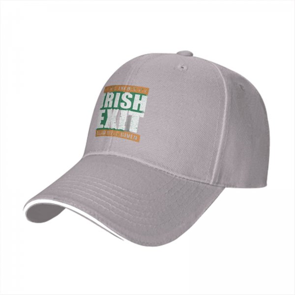 Black baseball cap with 'Please Excuse My Irish Exit Zero Byes Given' print