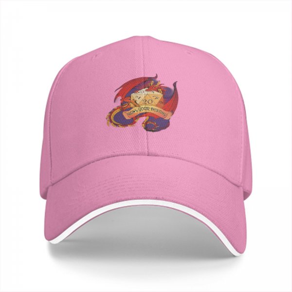 Black Baseball Cap With Dragon D20 Roll Your Destiny Print