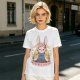 Olive T-shirt with Cute Rabbit Character and Japanese Text Print