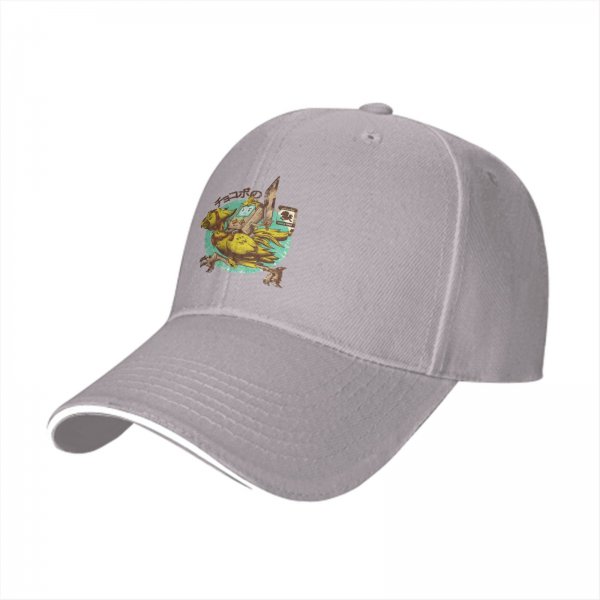 Black Baseball Cap With Chocobo Gaming Graphic Print