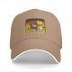 Black baseball cap with cartoon bear costume character in fiery cave print
