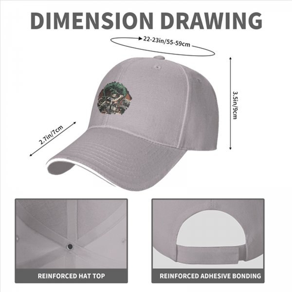 Black Baseball Cap With Anime Swordsman Graphic Print